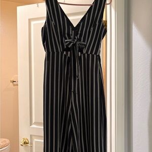 Black and White Striped Jumpsuit